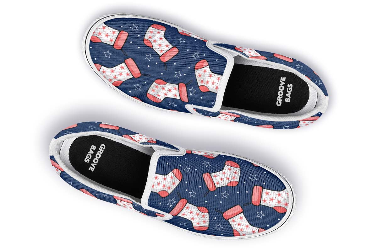 Red And Blue Stockings Slip-On Shoes