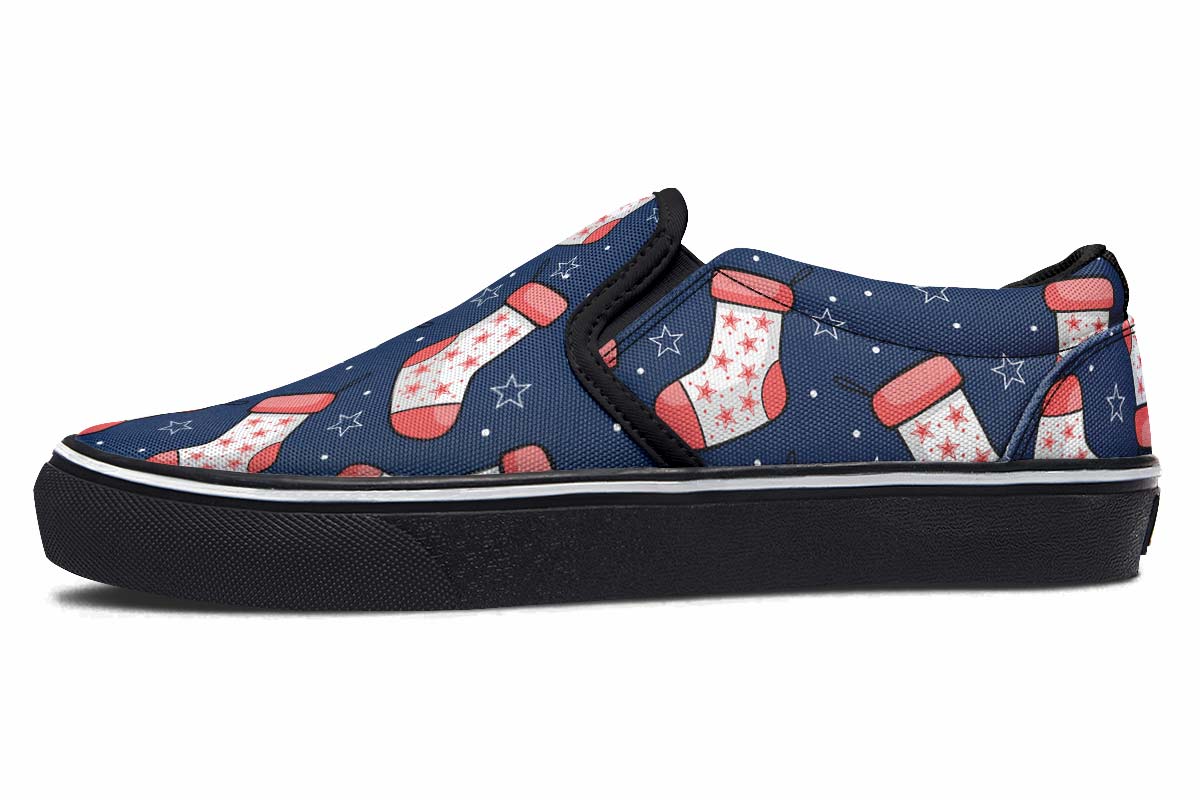 Red And Blue Stockings Slip-On Shoes