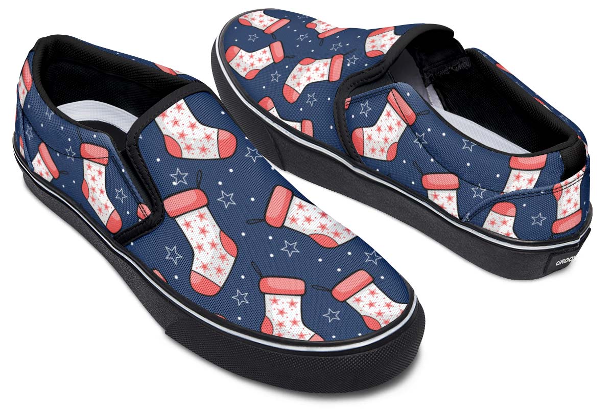 Red And Blue Stockings Slip-On Shoes