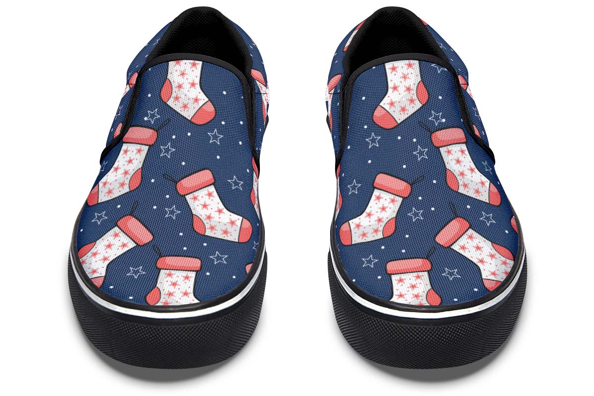 Red And Blue Stockings Slip-On Shoes