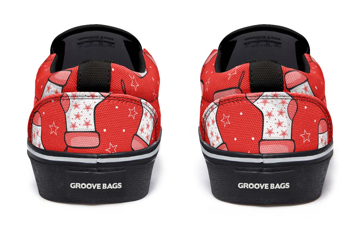 Red Stockings Slip-On Shoes