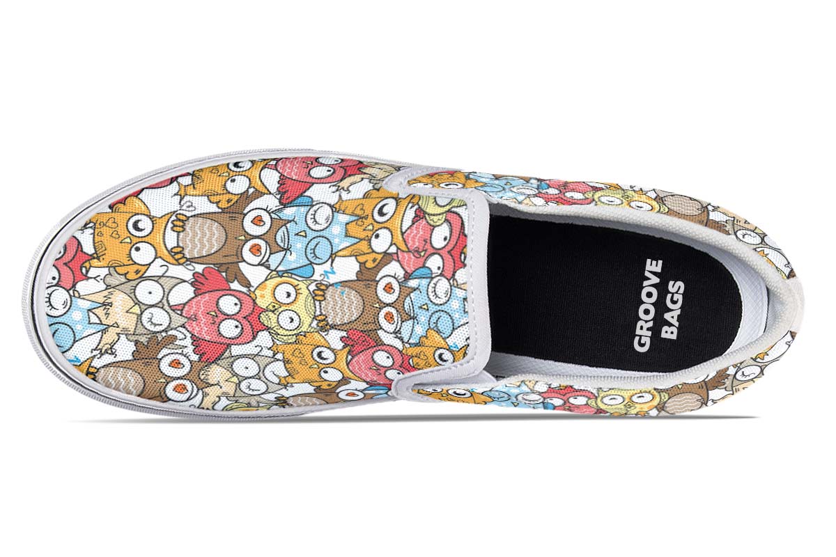 Silly Owl Pattern Slip-On Shoes