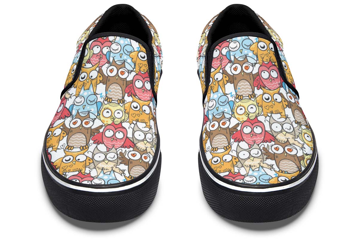 Silly Owl Pattern Slip-On Shoes
