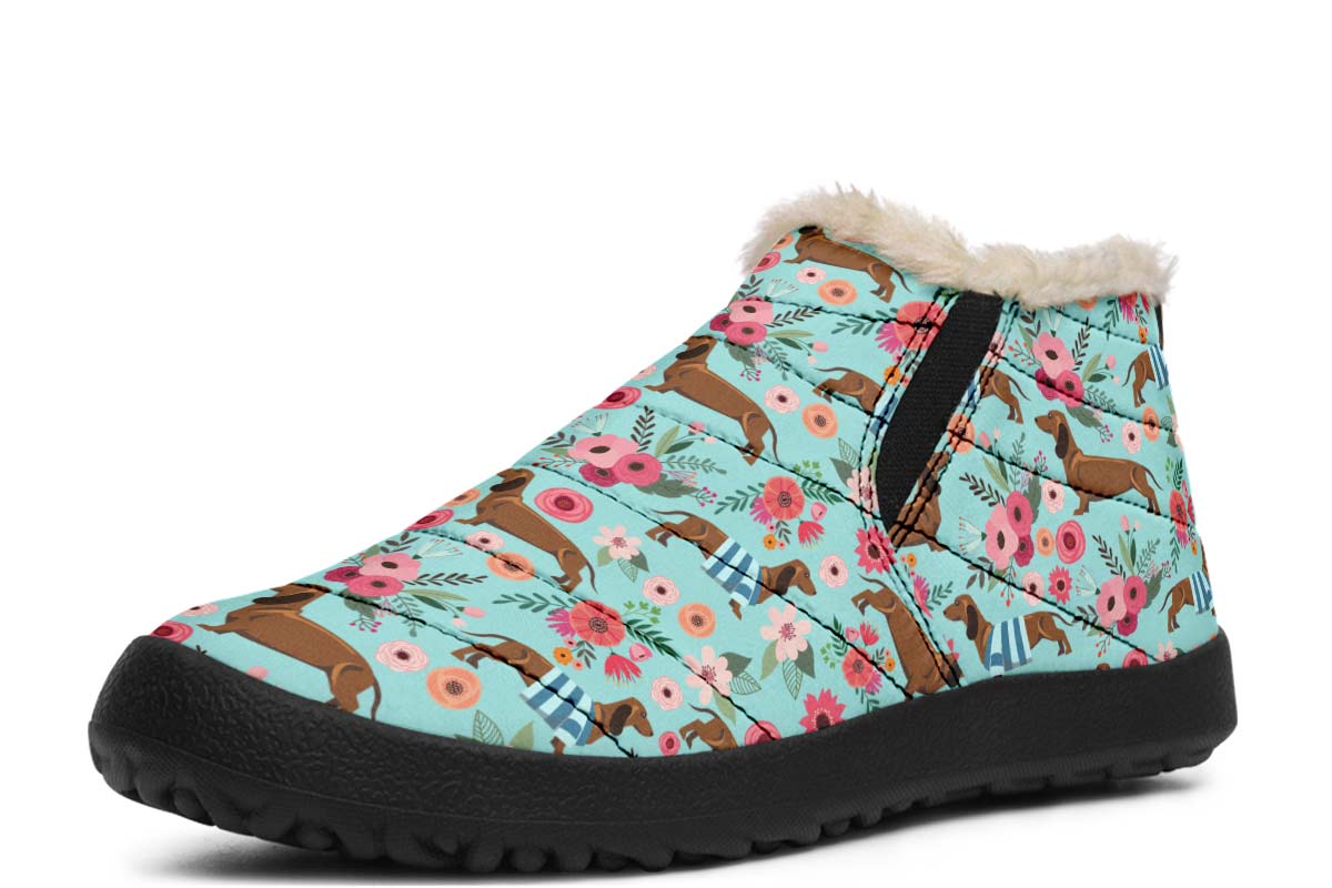 Dachshund Flower Winter Sneakers
