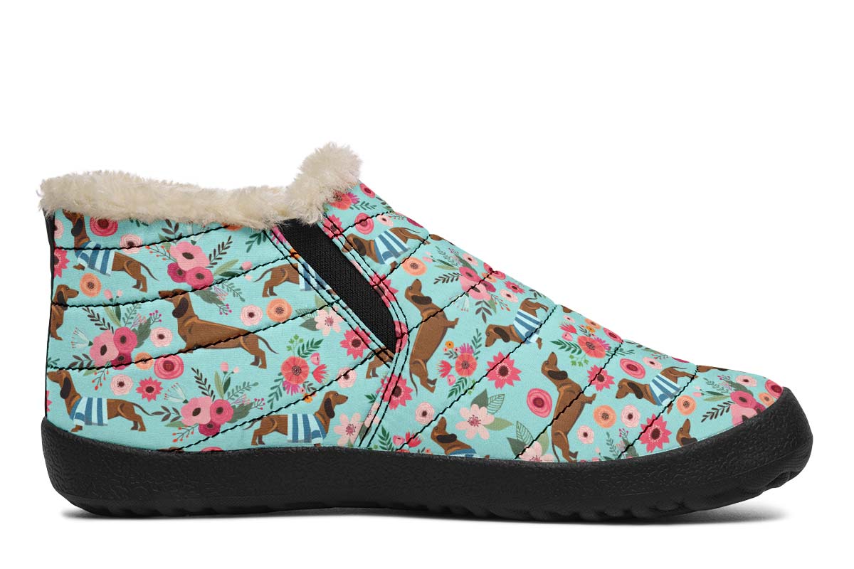 Dachshund Flower Winter Sneakers