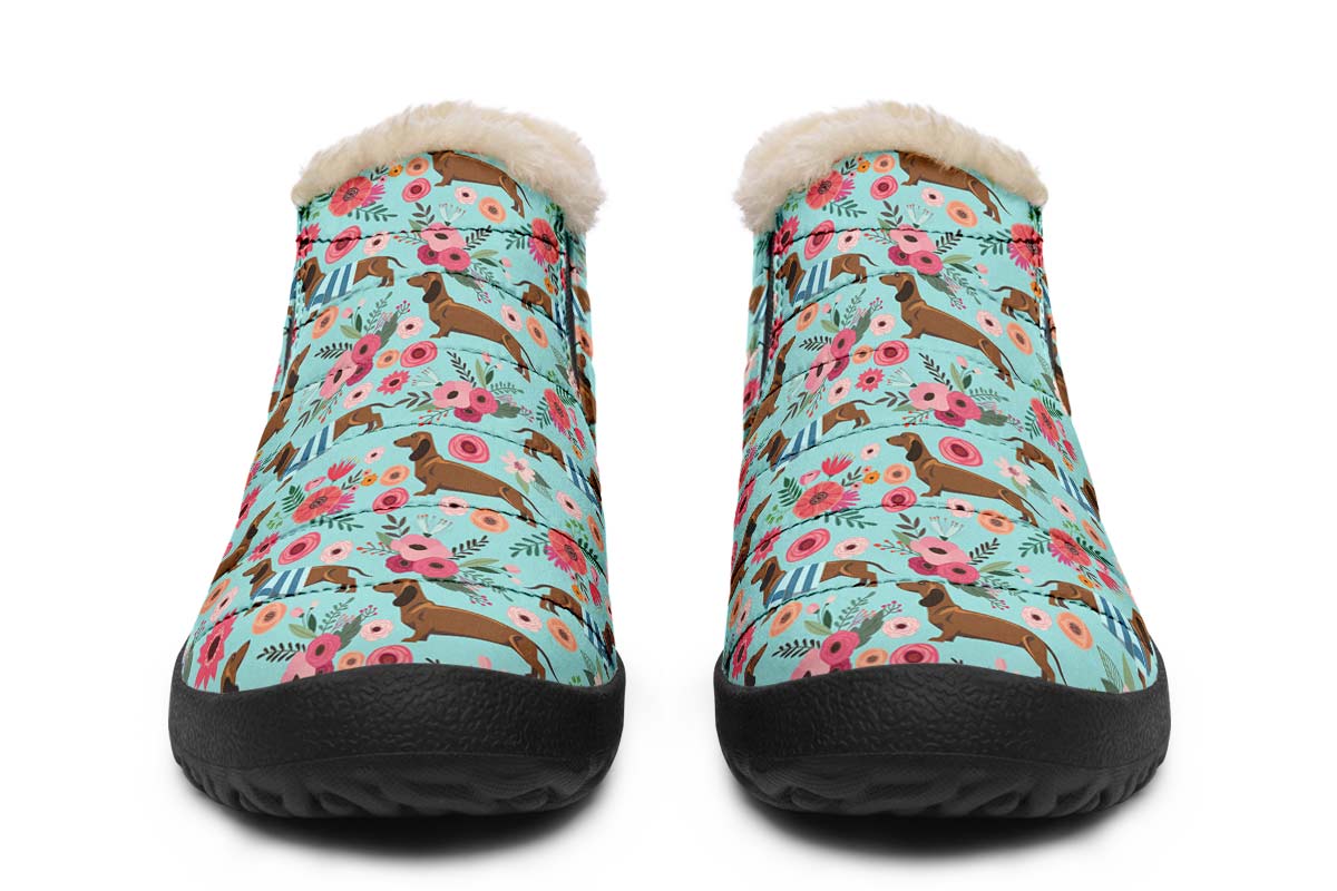 Dachshund Flower Winter Sneakers