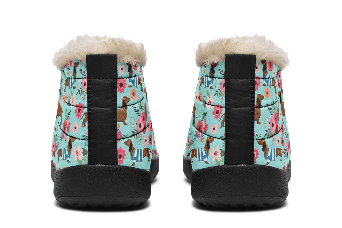 Dachshund Flower Winter Sneakers