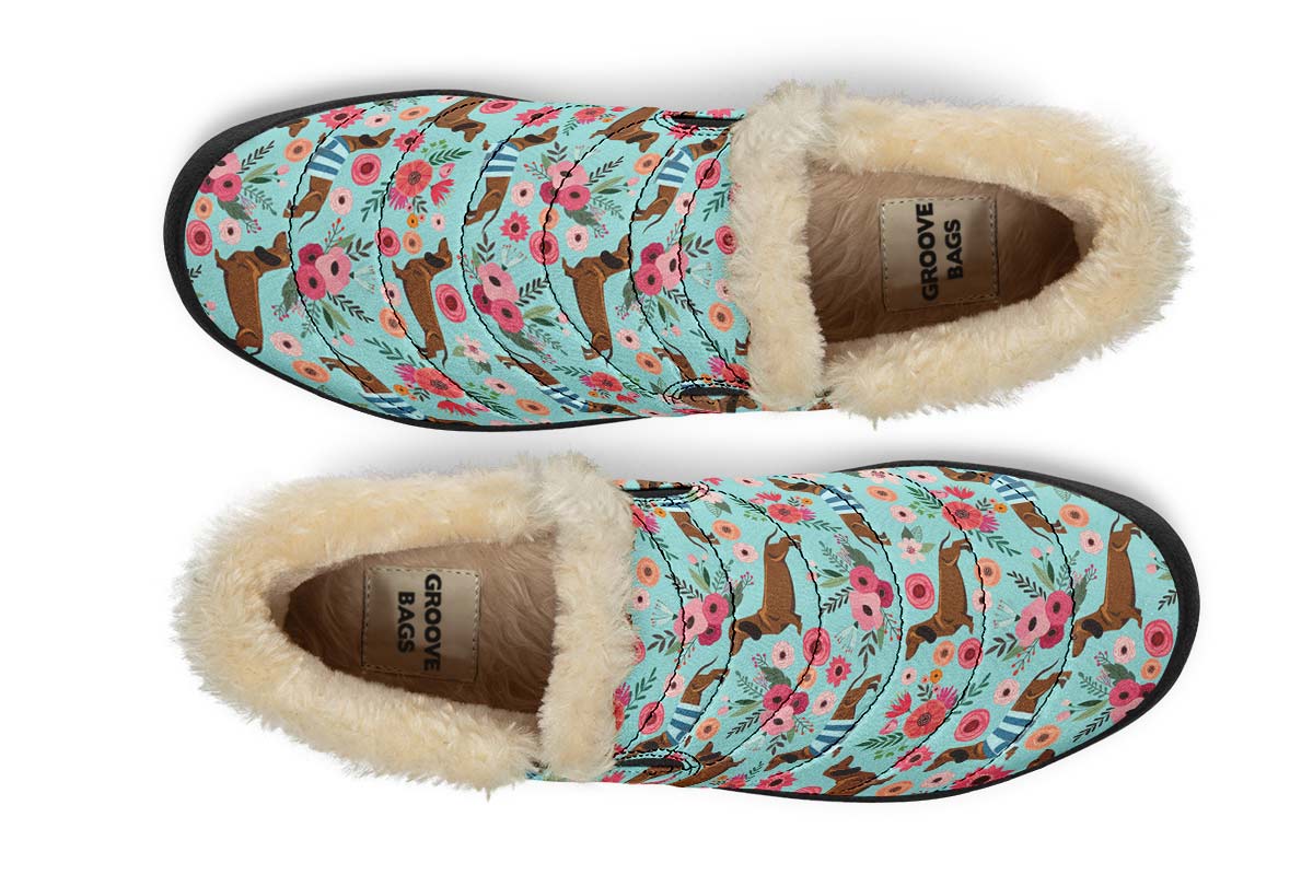 Dachshund Flower Winter Sneakers