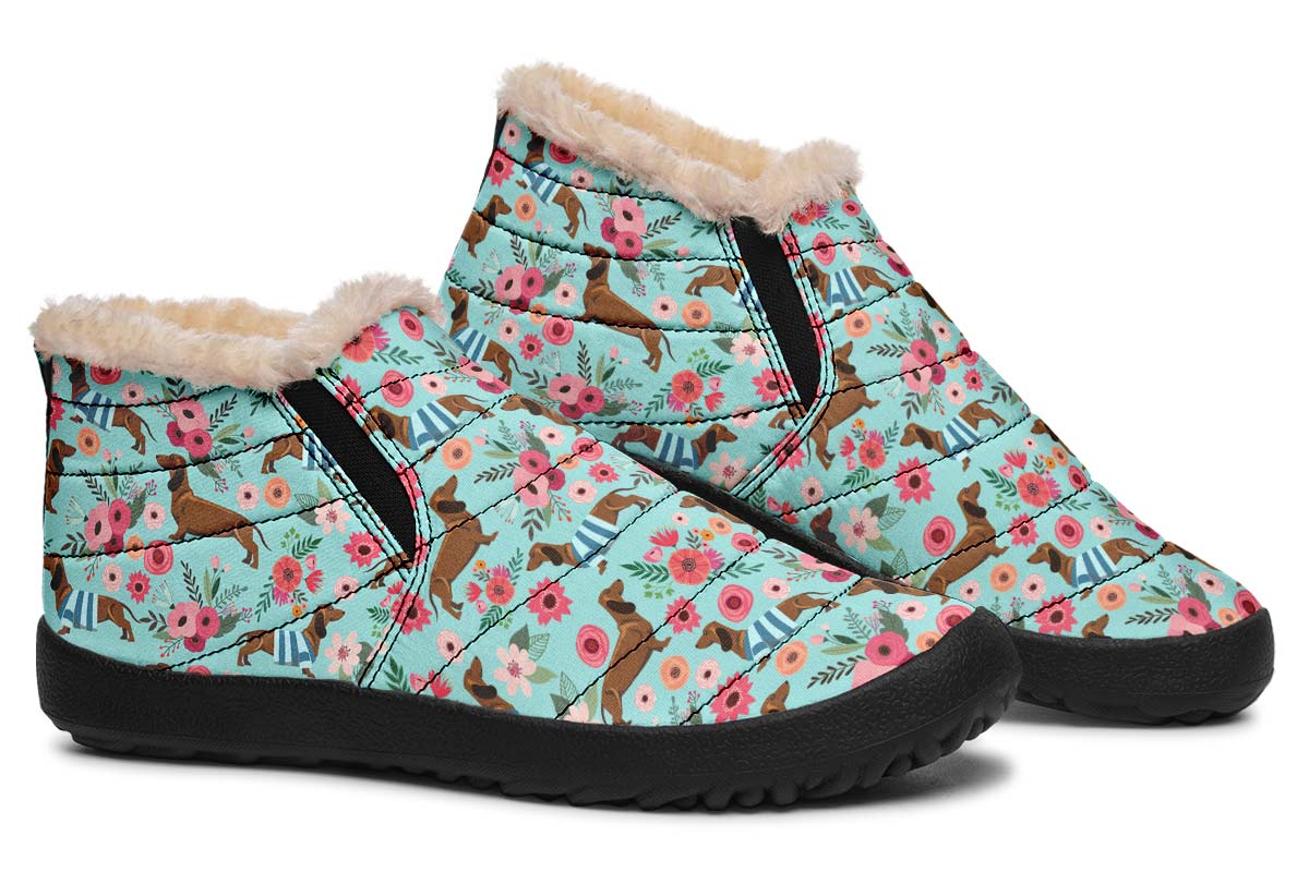Dachshund Flower Winter Sneakers