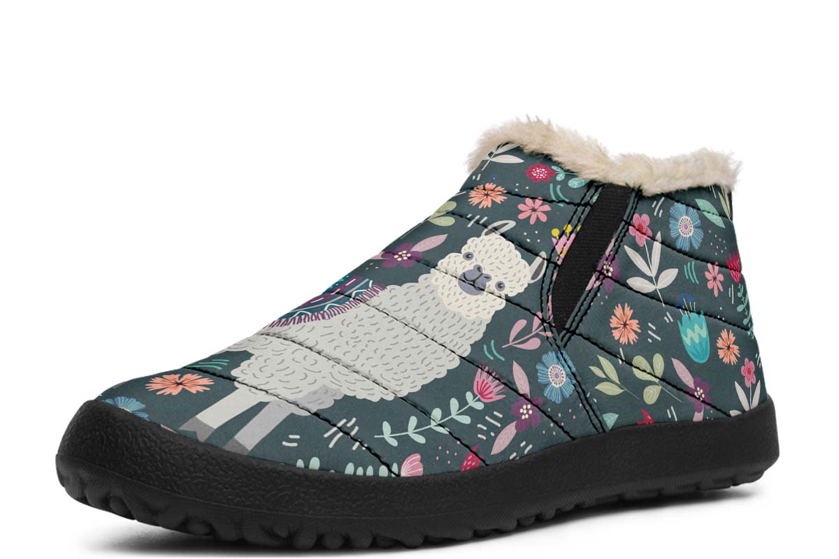 Floral Llama Winter Sneakers
