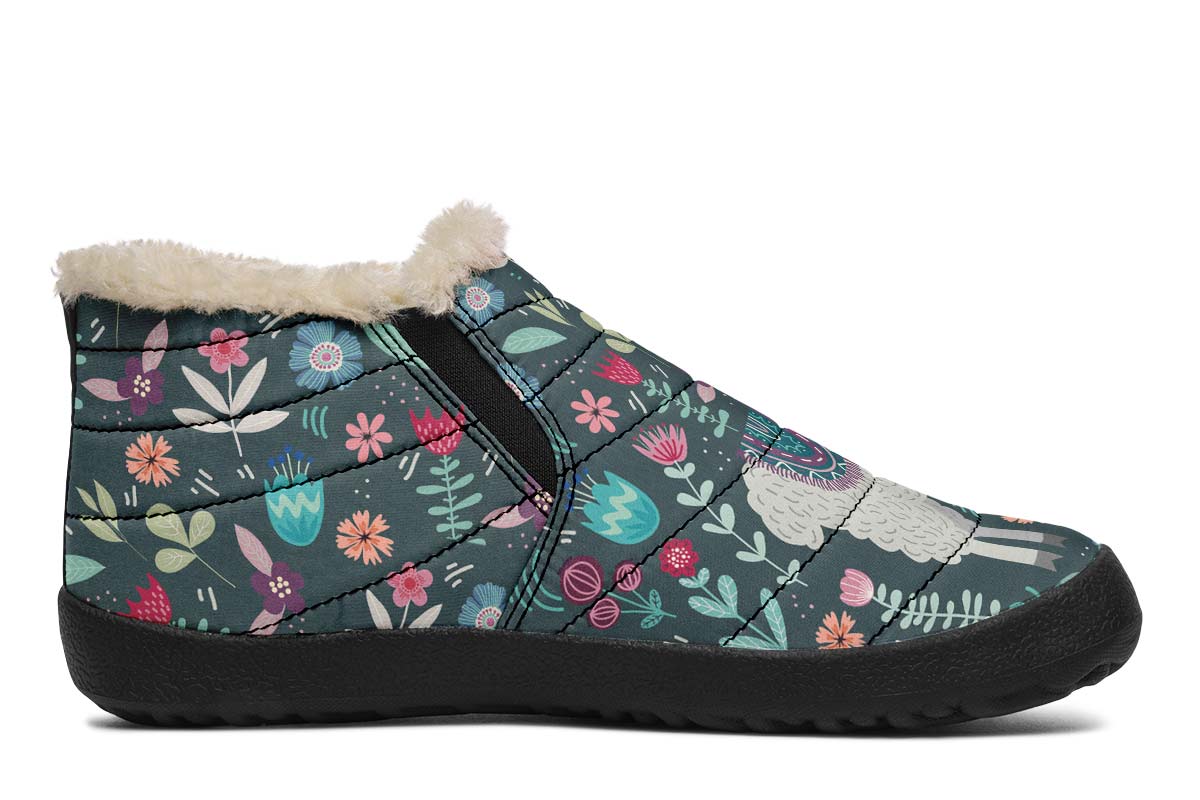 Floral Llama Winter Sneakers