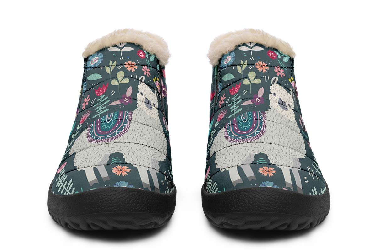Floral Llama Winter Sneakers