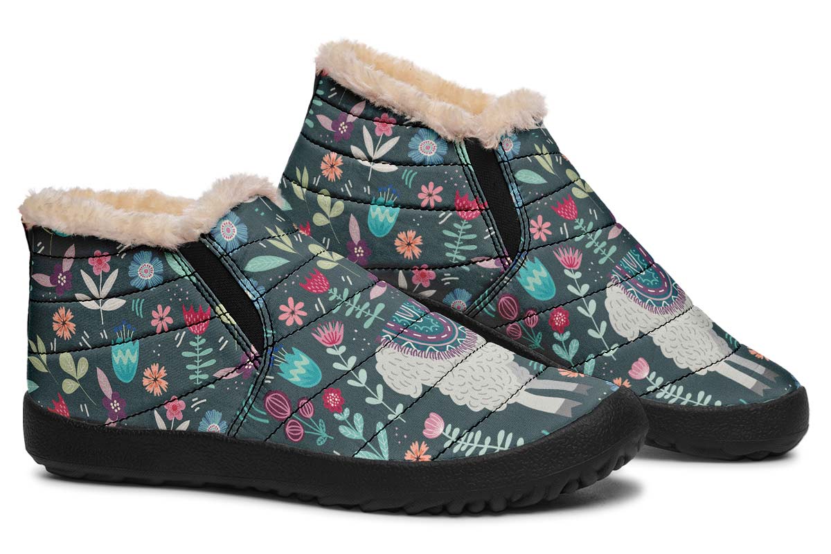 Floral Llama Winter Sneakers