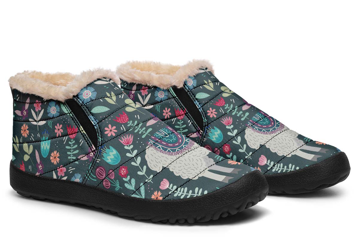 Floral Llama Winter Sneakers