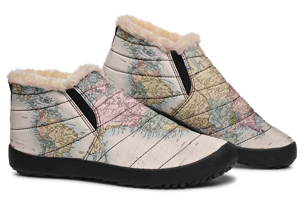 Vintage Geography Globe Winter Sneakers