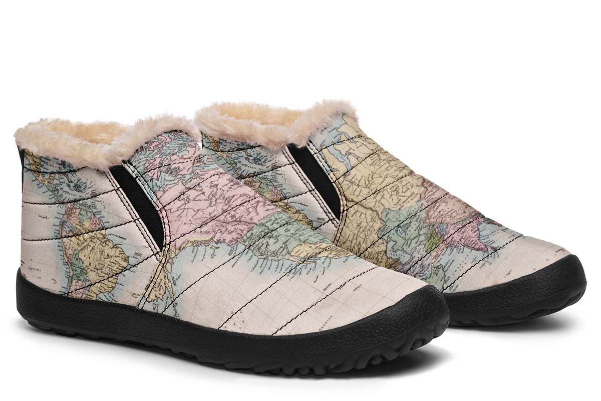 Vintage Geography Globe Winter Sneakers